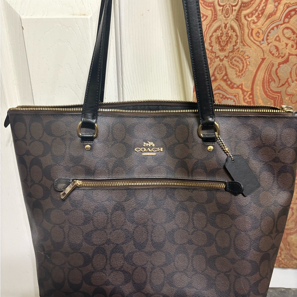 Coach Brown Monogram Canvas Tote